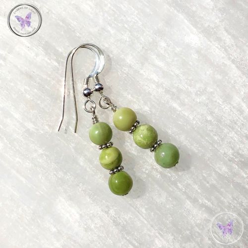 Chrysoprase Triple Bead Earrings